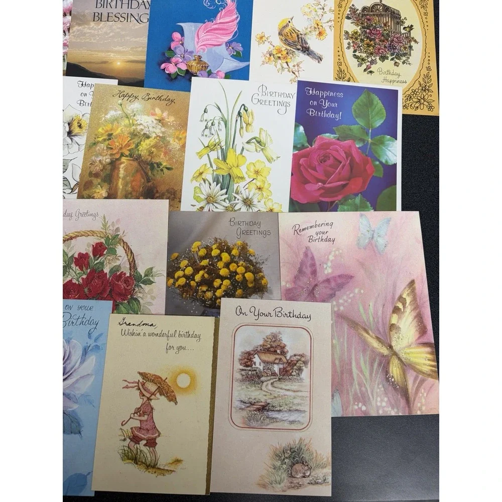 Vintage Birthday Cards Some Fronts ONLY Scrapbooking Crafts Decoupage Lot of 50+